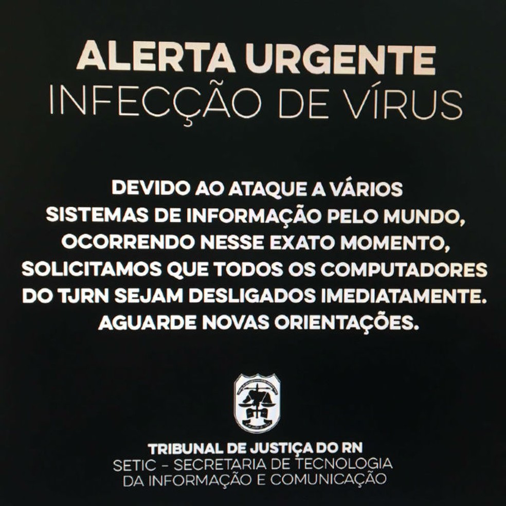 TJRN orientou que todos os computadores fossem desligados (Foto: Reprodução)