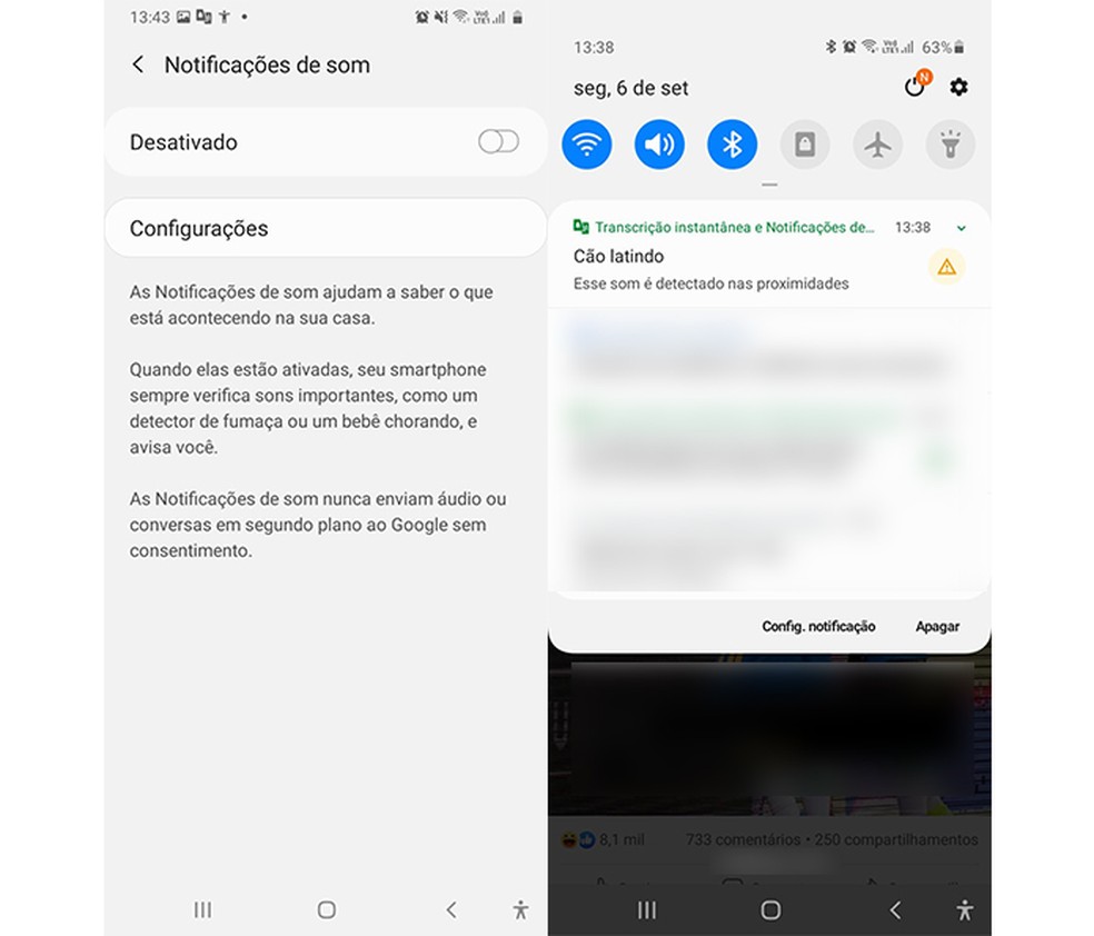 Recurso notificação de som é útil para usuários com deficiência auditiva  — Foto: Reprodução/Marcela Franco