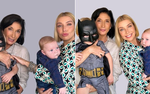 Luiza Possi faz ensaio fofo com a mãe e os dois filhos: "Batman Lucca"