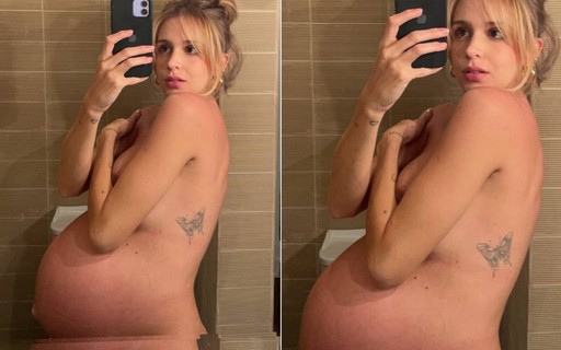 Isabella Scherer faz selfie nua no espelho e impressiona com barrigão
