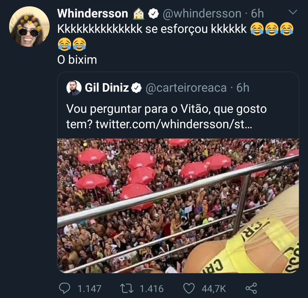 Whindersson Nunes e Gil Diniz em discussão no Twitter (Foto: Reprodução/Twitter)