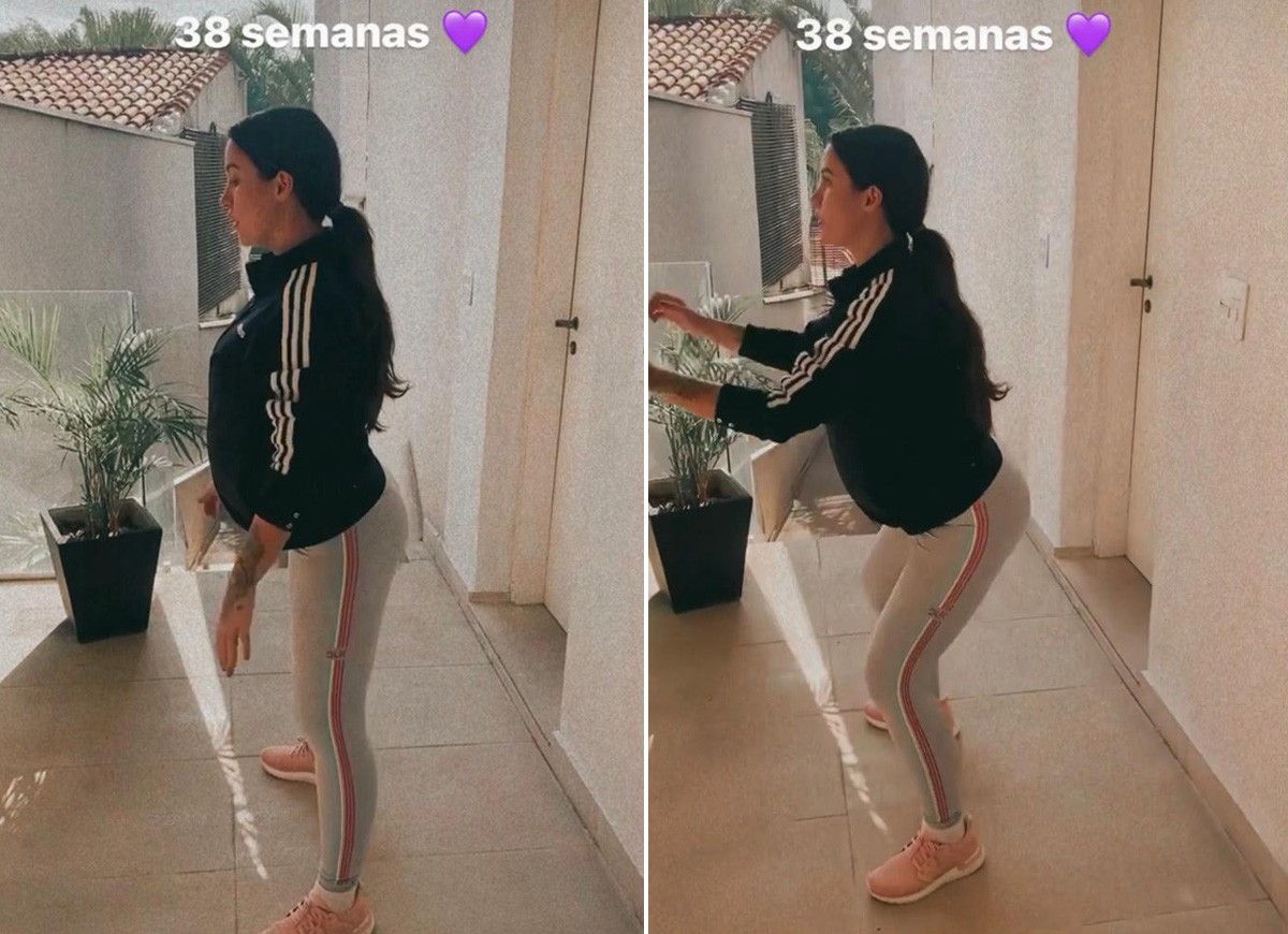 Na reta final da gravidez, Bianca Andrade faz agachamento (Foto: Reprodução/Instagram)