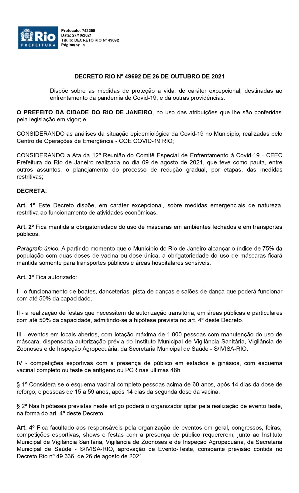 Decreto Prefeitura 1 — Foto: Reprodução