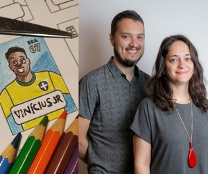 Empreendedores criam álbum da Copa personalizável, no qual crianças podem desenhar e colorir os jogadores