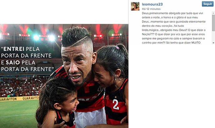 Léo Moura manda mensagem à torcida do Flamengo: Foi tudo lindo e mágico