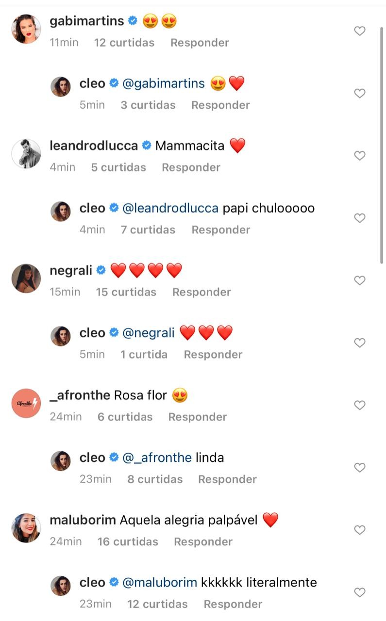 Comentários de post da lua de mel de Cleo e Leandro em Noronha (Foto: Reprodução/Instagram)