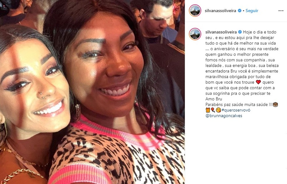 Em post parabenizando a nora, Brunna Gonçalves, pelo aniversário, mãe de Ludmilla pede netos ao casal — Foto: Reprodução/Instagram