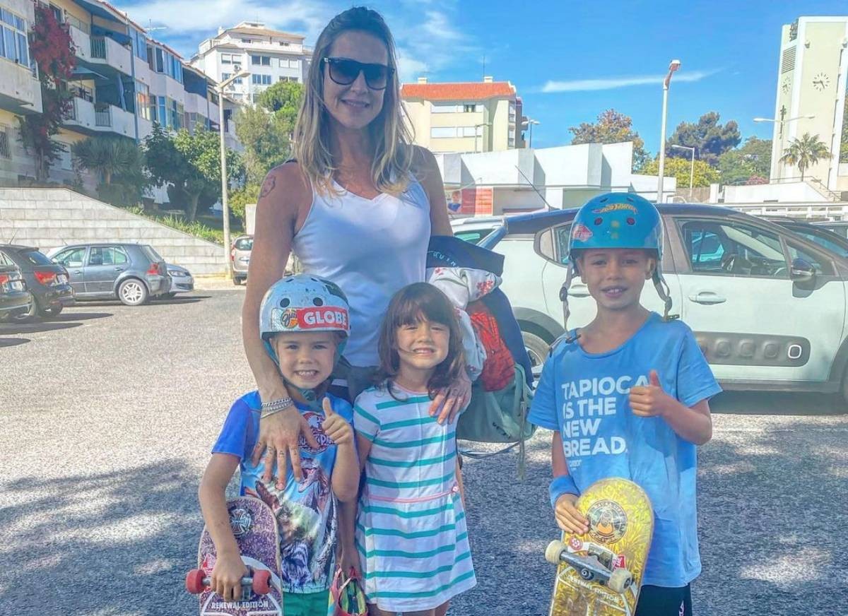 Luana Piovani com os filhos, Dom, Bem e Liz (Foto: Reprodução/Globo)
