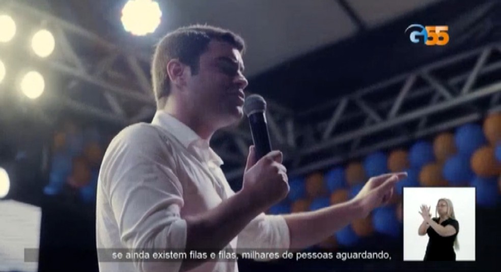 Gustafo Sefer no primeiro dia de propaganda eleitoral gratuita para candidatos à Prefeitura de Belém — Foto: Reprodução
