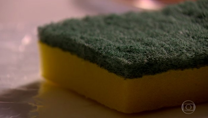 Sua esponja pode ser perigosa, descubra como higienizá-la da forma correta (Foto: Reprodução/Bom Dia Brasil)