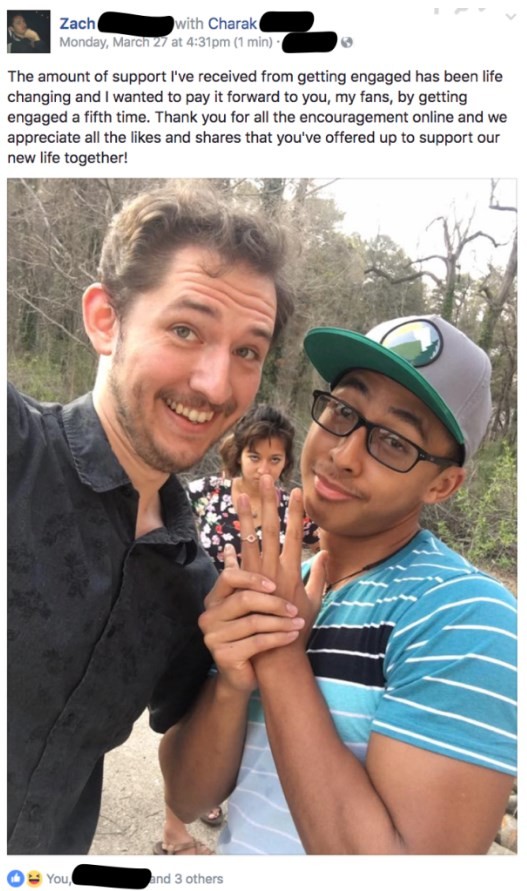 Zach também ficou noivo de um rapaz