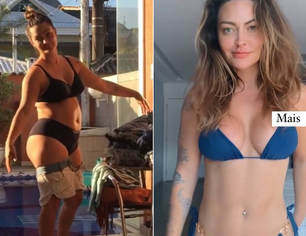 Laura Keller antes e depois de emagrecer (Foto: Reprodução/Instagram)