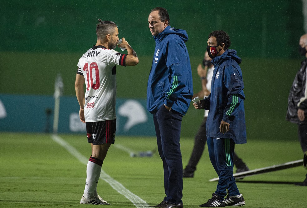 Rogério Ceni e Diego Ribas; Goiás x Flamengo — Foto: Alexandre Vidal / Flamengo