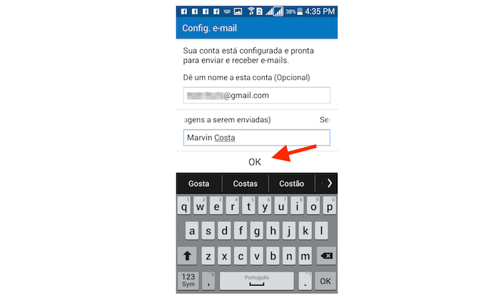 Realizando login de uma conta de e-mail no Galaxy Gran Prime Duos (Foto: Reprodução/Marvin Costa)