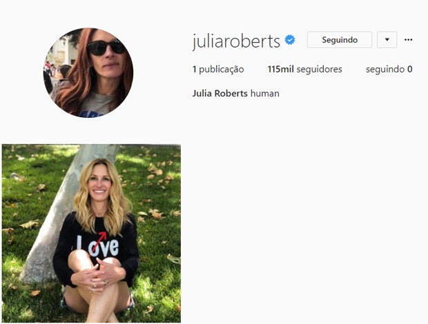 Julia Roberts se rende ao Instagram (Foto: Reprodução/Instagram)