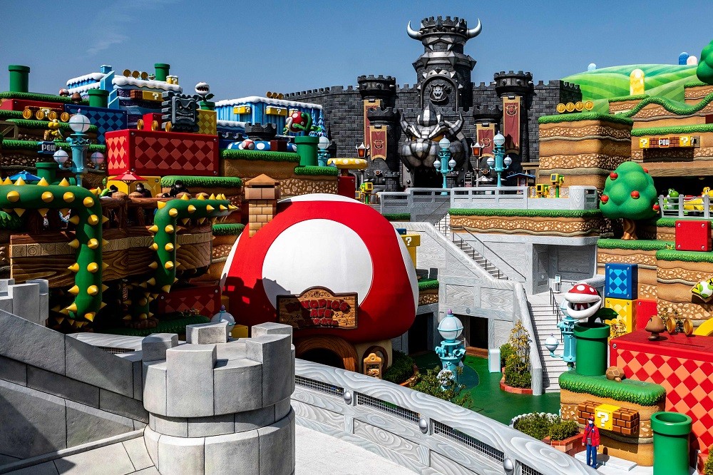 O cenário bem detalhista da nova área temática Super Nintendo World, no parque Universal Studios JapanAFP