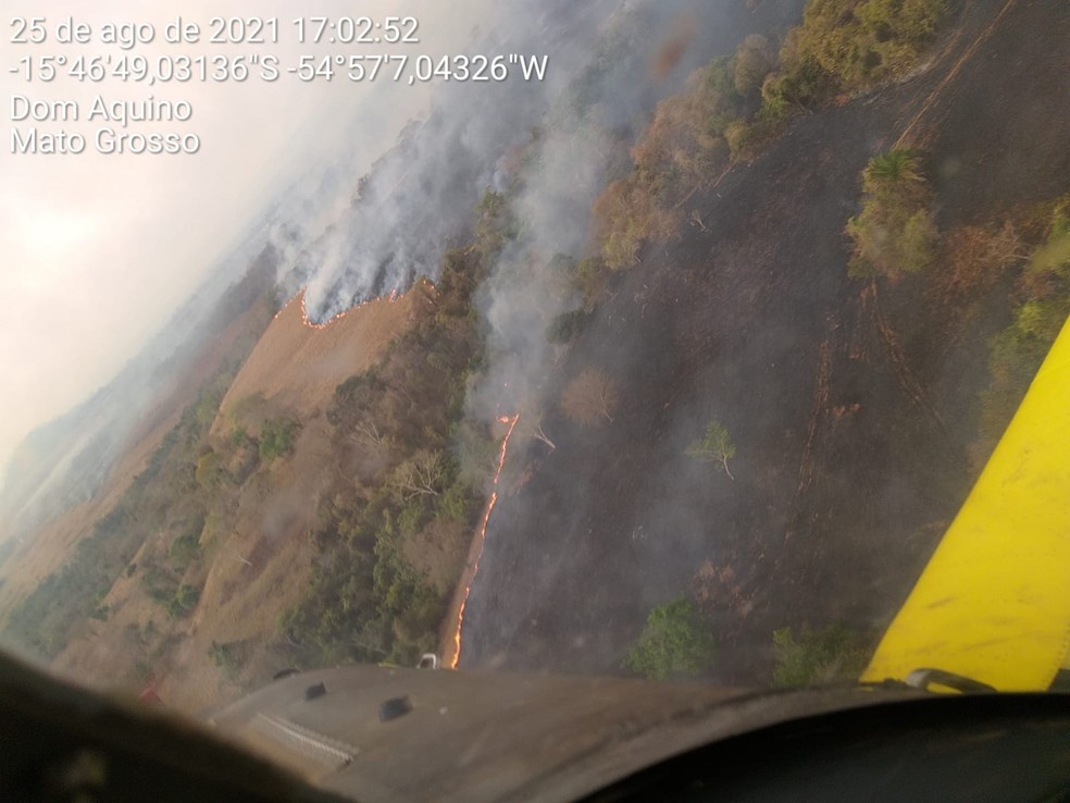 Aeronave é usada no combate aos incêndios — Foto: Corpo de Bombeiros - MT