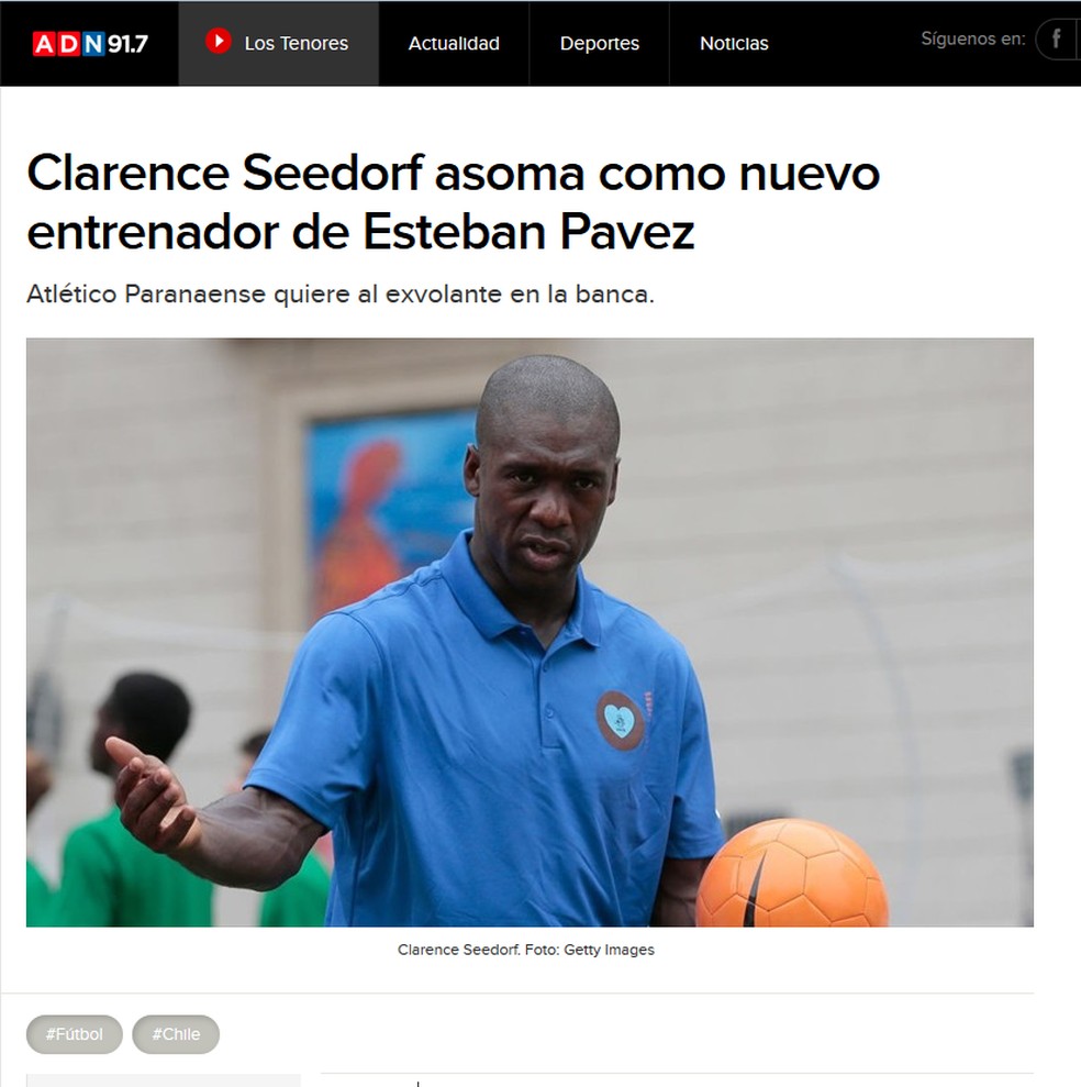 Imprensa chilena fala da chance de Pavez ser comandado por Seedorf (Foto: Reprodução)