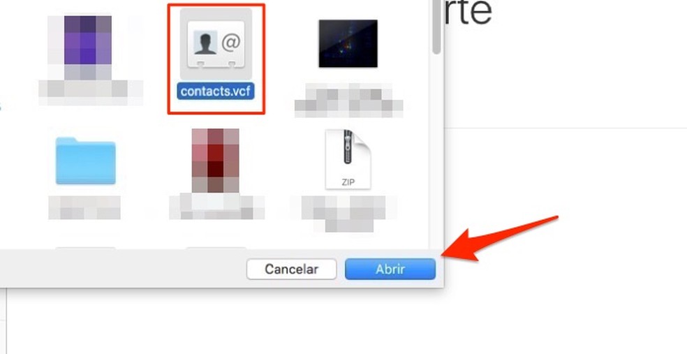 Ação mostra como abrir vCard baixado e importar contatos do Android para iPhone — Foto: Reprodução/Marvin Costa