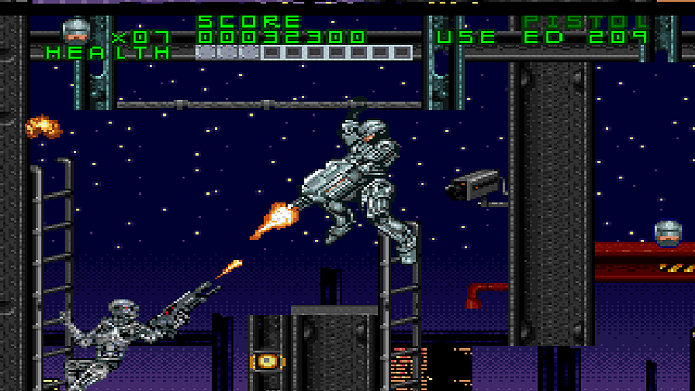 Inspirado em um mashup de HQs, RoboCop Versus The Terminator é um divertido game em plataforma 2D (Foto: Divulgação)
