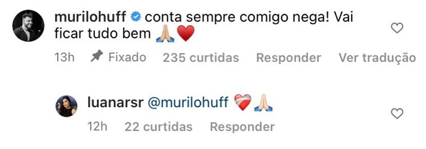 Murilo Huff presta apoio para Luana Ramos (Foto: Reprodução / Instagram)