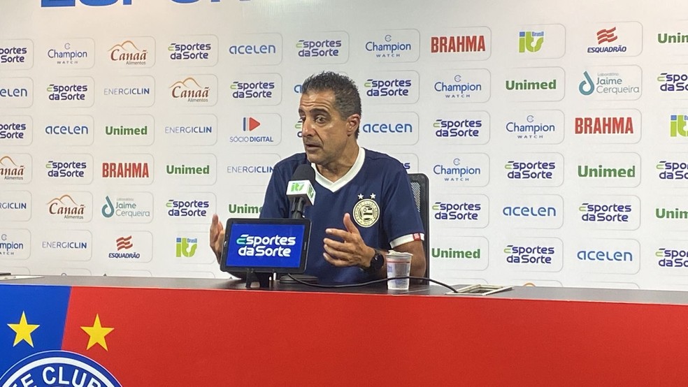 Renato Paiva, técnico do Bahia, em entrevista coletiva — Foto: Gabrielle Gomes