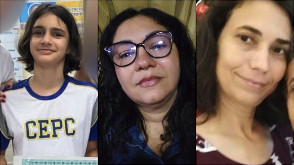 Selena Zagrillo, Maria da Penha Banhos e Cybelle Bezerra foram mortas em ataques a escolas em Aracruz — Foto: Reprodução/TV Gazeta