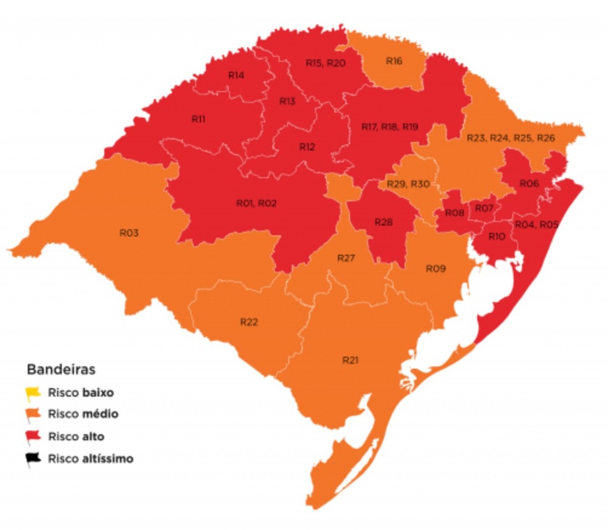 Mapa do distanciamento controlado do RS tem dois pedidos para mudar de