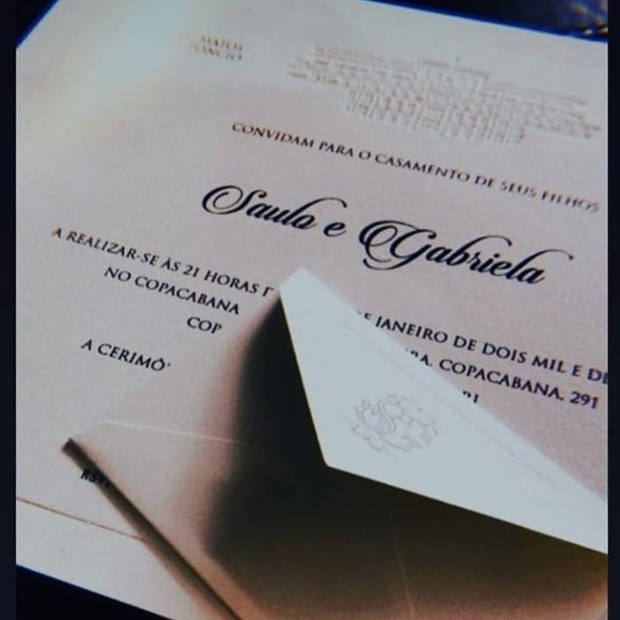 Convite do casamento de Gabi Brandt e Saulo Pôncio (Foto: Reprodução/Instagram)