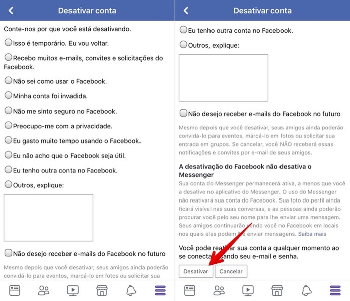 Desativar Facebook no iPhone (Foto: Reprodução/Helito Beggiora) Desativar Facebook no iPhone (Foto: Reprodução/Helito Beggiora)