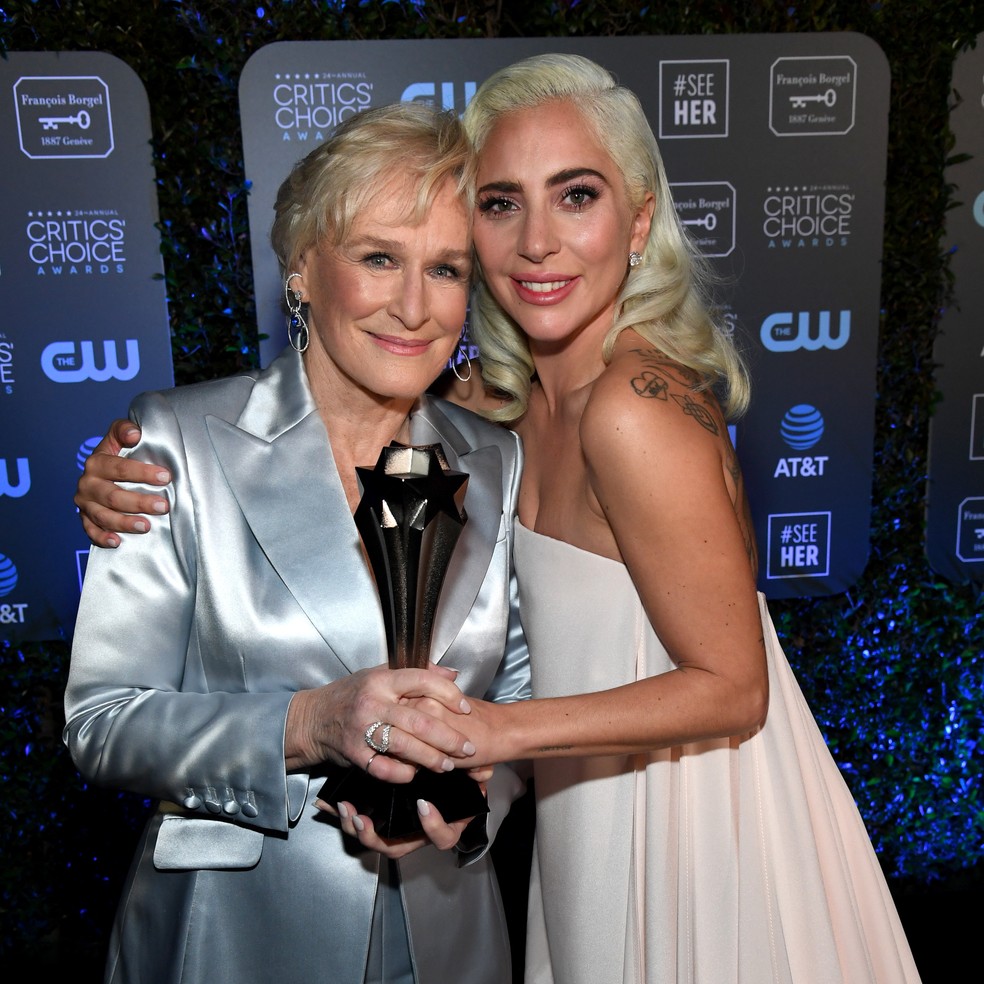 Glenn Close e Lady Gaga no Critics' Choice Awards 2019 â Foto: Kevin Mazur/Getty Images 