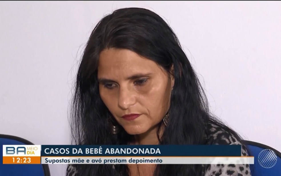 Nilda Santos se apresentou como mãe do bebê abandonado em Conceição da Feira — Foto: TV Subaé