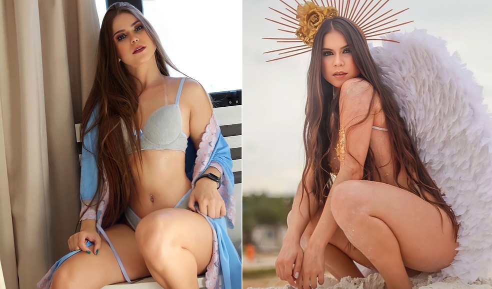 A modelo e estudante Maizy Magalhães — Foto: reprodução/ instagram e leo cordeiro 