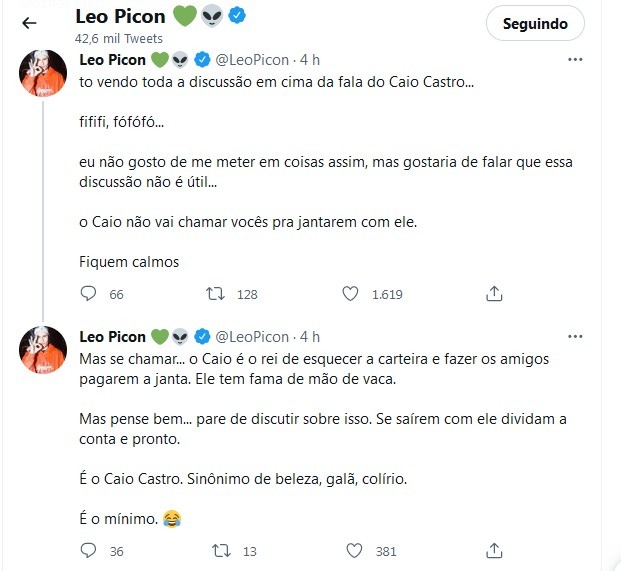 Posts de Leo Picon (Foto: Reprodução/Twitter)