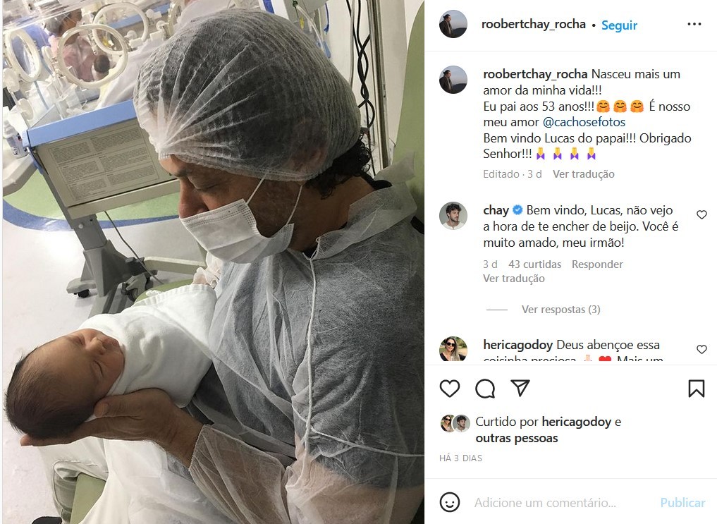 Chay comenta sobre nascimento do irmão caçula (Foto: Reprodução/Instagram)