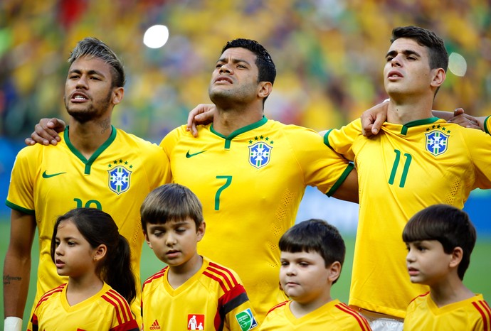 Neymar, Hulk e Oscar Seleção Brasileira (Foto: Getty Images)