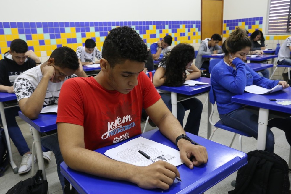 Estudantes durante simulado para o Enem, em 2020 — Foto: Marcio Vieiro/Governo do Tocantins