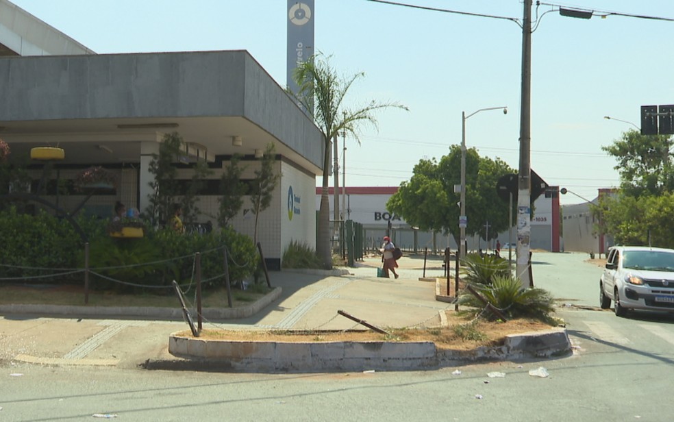 Homem suspeito de furtar ônibus é preso após bater veículo contra mureta, em Aparecida de Goiânia, Goiás — Foto: Reprodução/TV Anhanguera