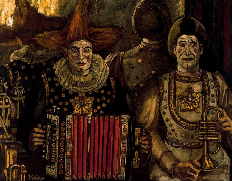 Obra “The Clowns” (“Os Palhaços”, em tradução livre), de José Luis Gutiérrez Solana (Foto: Reprodução)