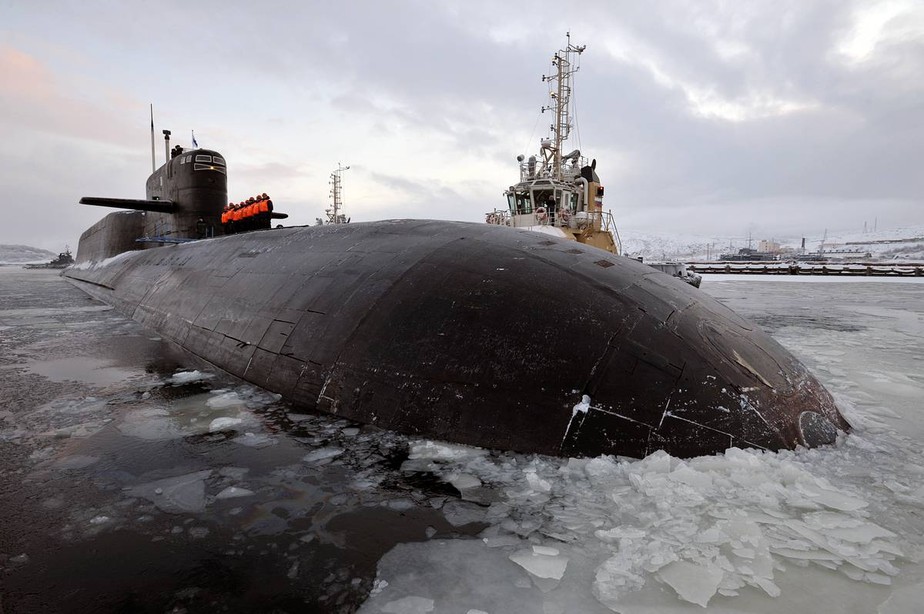 O submarino nuclear russo 'Verkhoturye', um primo do Belgorod, em uma foto de 2013