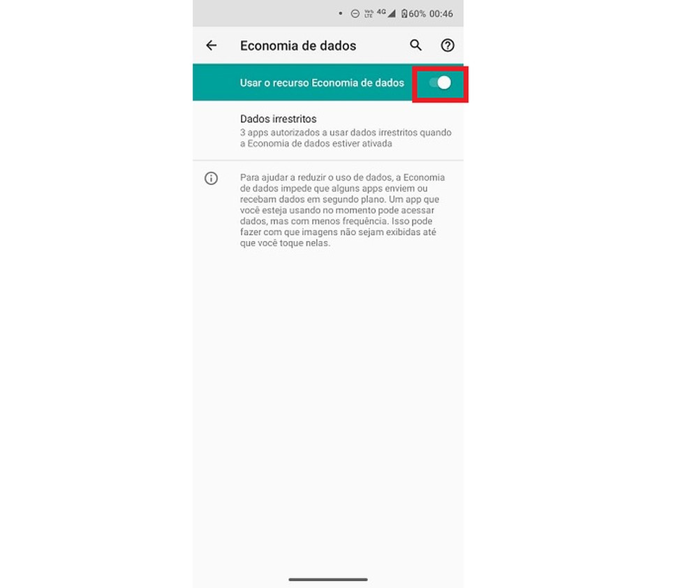 Habilite o modo de economia de dados no Android — Foto: Reprodução/Clara Fabro