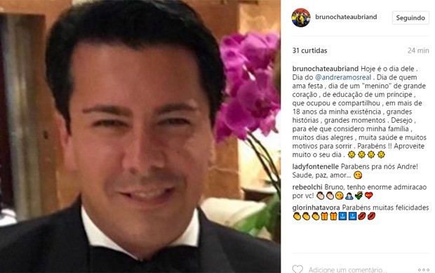 André Ramos ganha homenagem do ex-marido, Bruno Chateaubriand (Foto: Reprodução/Instagram)