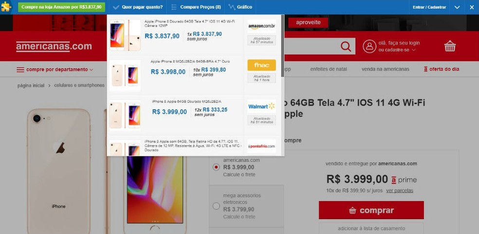 Baixou Agora mostra sites com produtos mais baratos (Foto: Reprodução/Carolina Ribeiro)