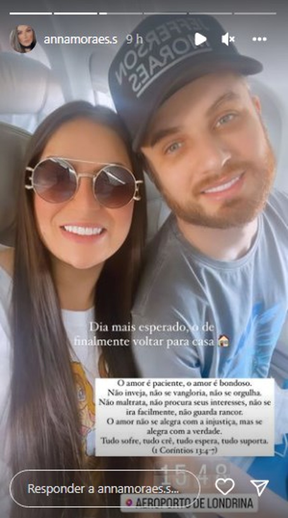 Anna Moraes, mulher de Conrado, presta homenagem para o cantor ao voltar para casa após acidente — Foto: Reprodução/Instagram