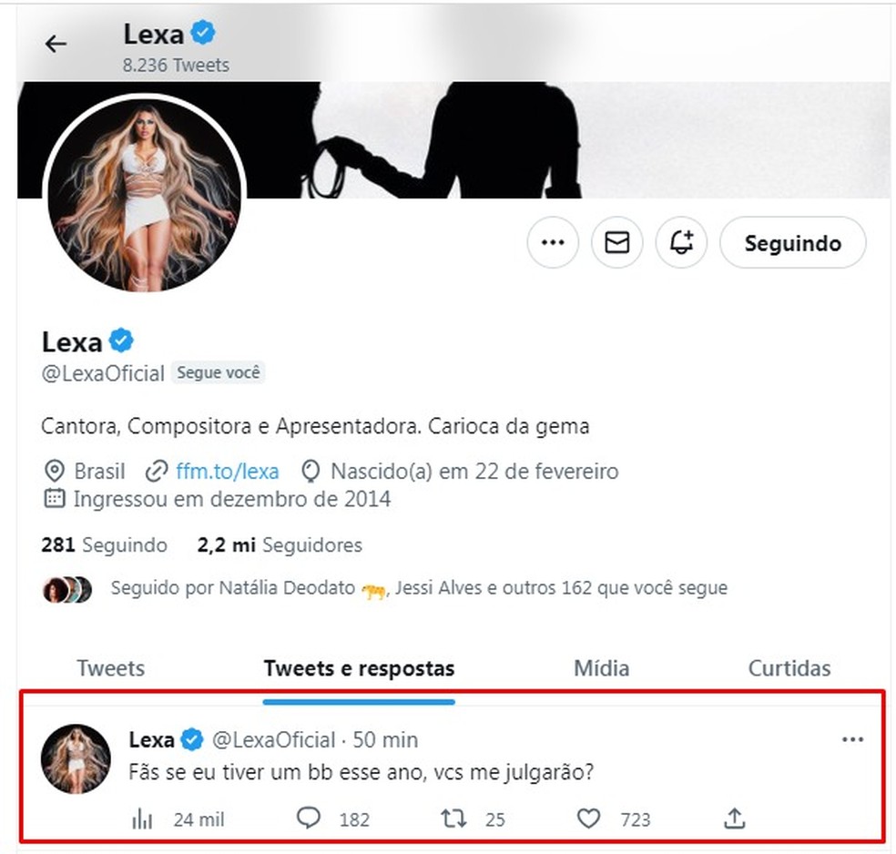 Post de Lexa &mdash; Foto: Reprodu&ccedil;&atilde;o/Instagram