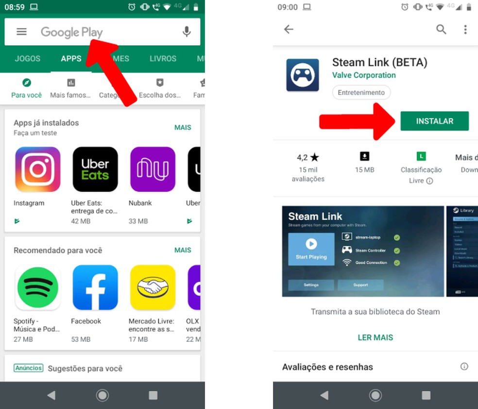 Instale o Steam Link em seu celular — Foto: Reprodução/Nicollas Ribeiro