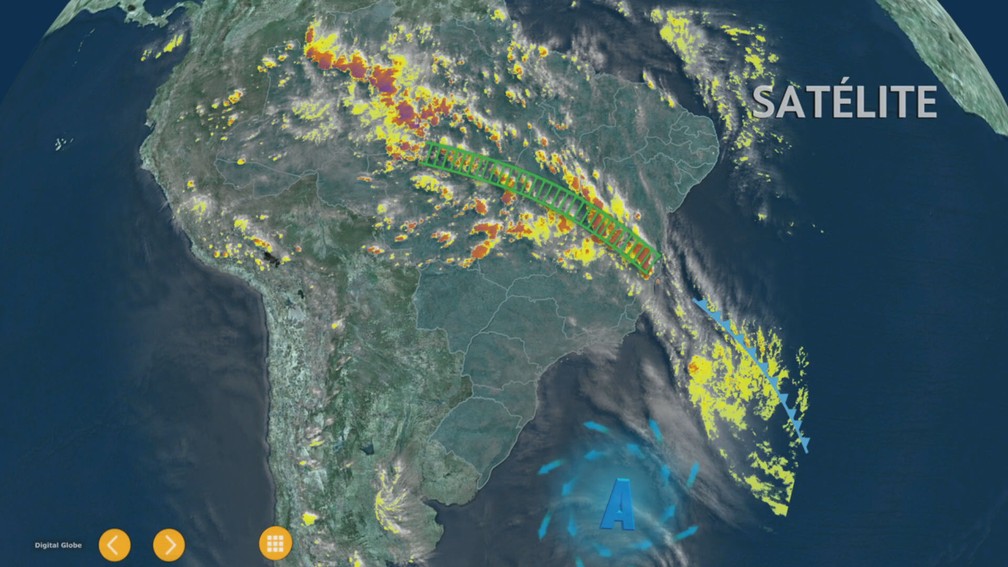 Sistema de alta pressão empurra instabilidades — Foto: TV Globo