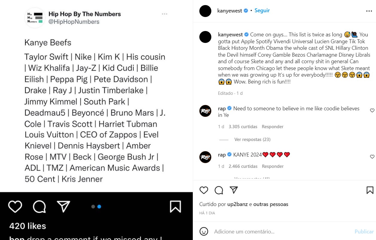 O post de Kanye West (Foto: Reprodução / Instagram)
