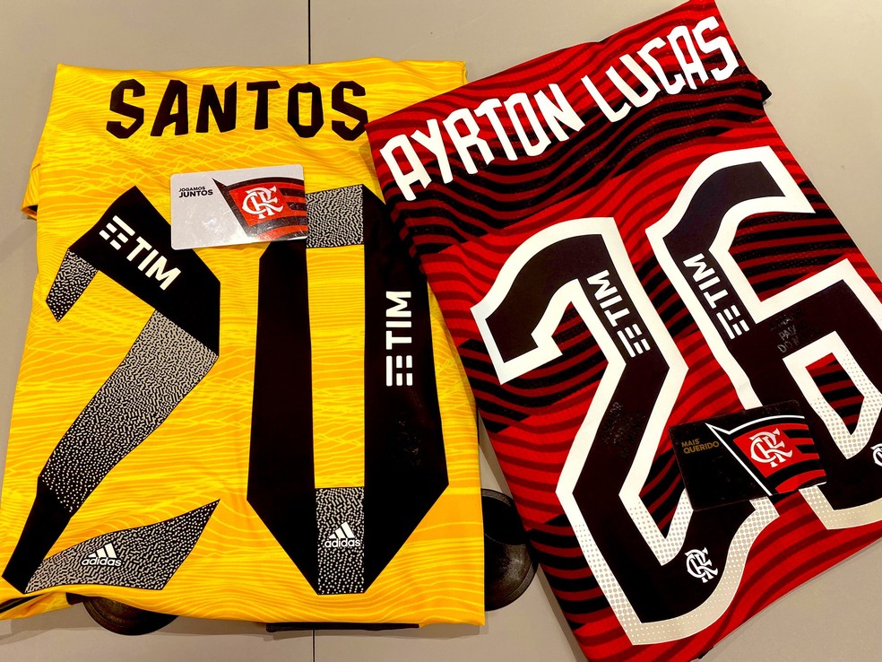 Santos e Ayrton Lucas, reforços do Flamengo — Foto: Divulgação