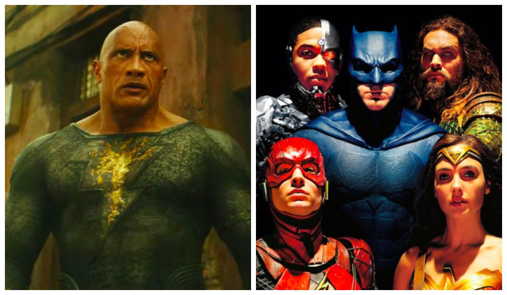 The Rock em cena de Adão Negro (2022) e os herói de Liga da Justiça (2017) (Foto: Reprodução)